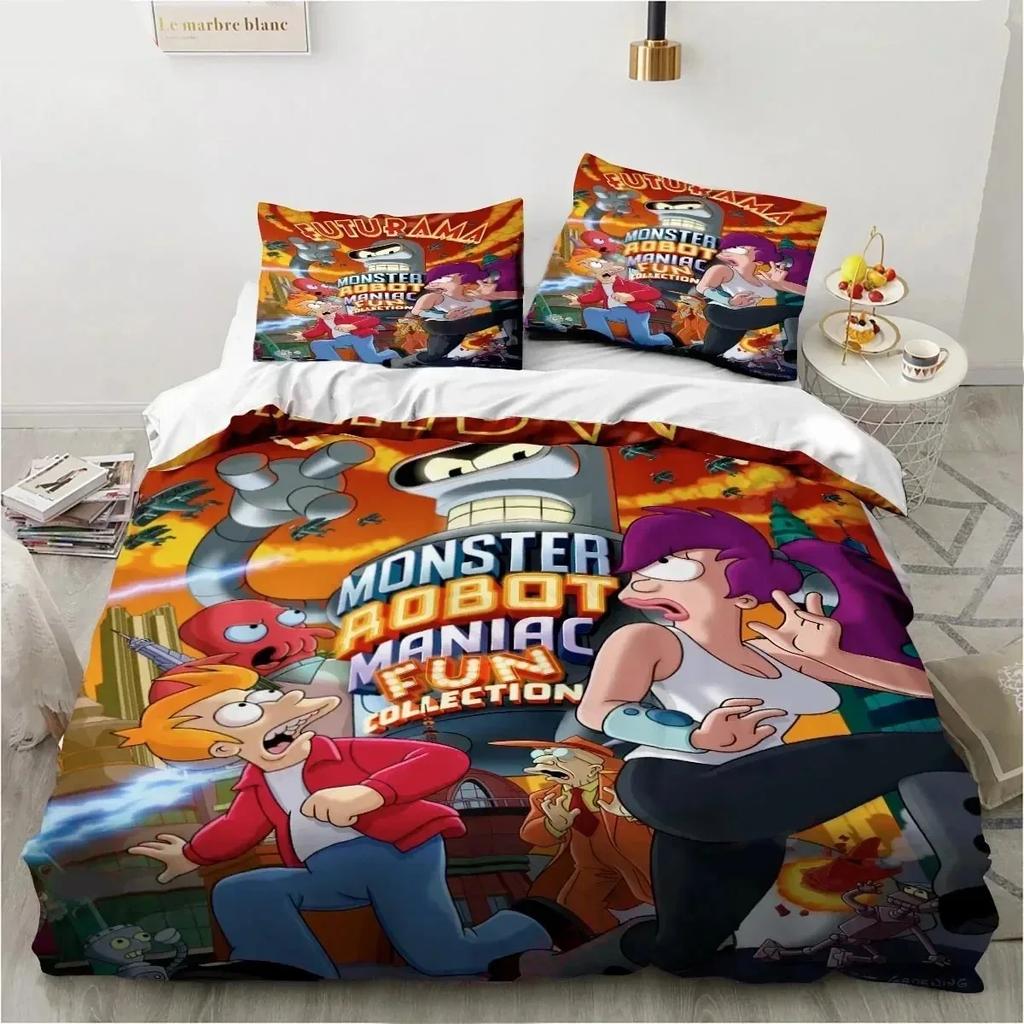 Cartoon Futuramas Bender Bedding Set Duvet Cover Bed Set Quilt Cover Pillowcase Comforter King Queen Size Boys Adult Bedding Set