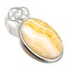 Natural Yellow Septarian Handmade 925 Sterling Silver Jewelry Pendant 2.25" K1T64