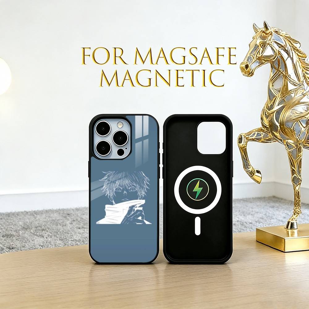 

Jujutsu Kaisen - Satoru Gojo Black Phone Case For iPhone17,16,15,14,13,12,11 Plus,Pro Magnetic with Magsafe Wireless Charging iPhone12