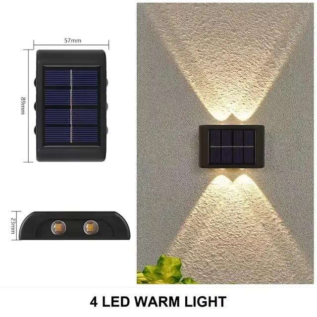 2/4/6 Led Solar Lights Outdoor Waterproof Atmosphere Up And Down Wall Lamp Solar Energy Lighting For Garden Yard Street Decor