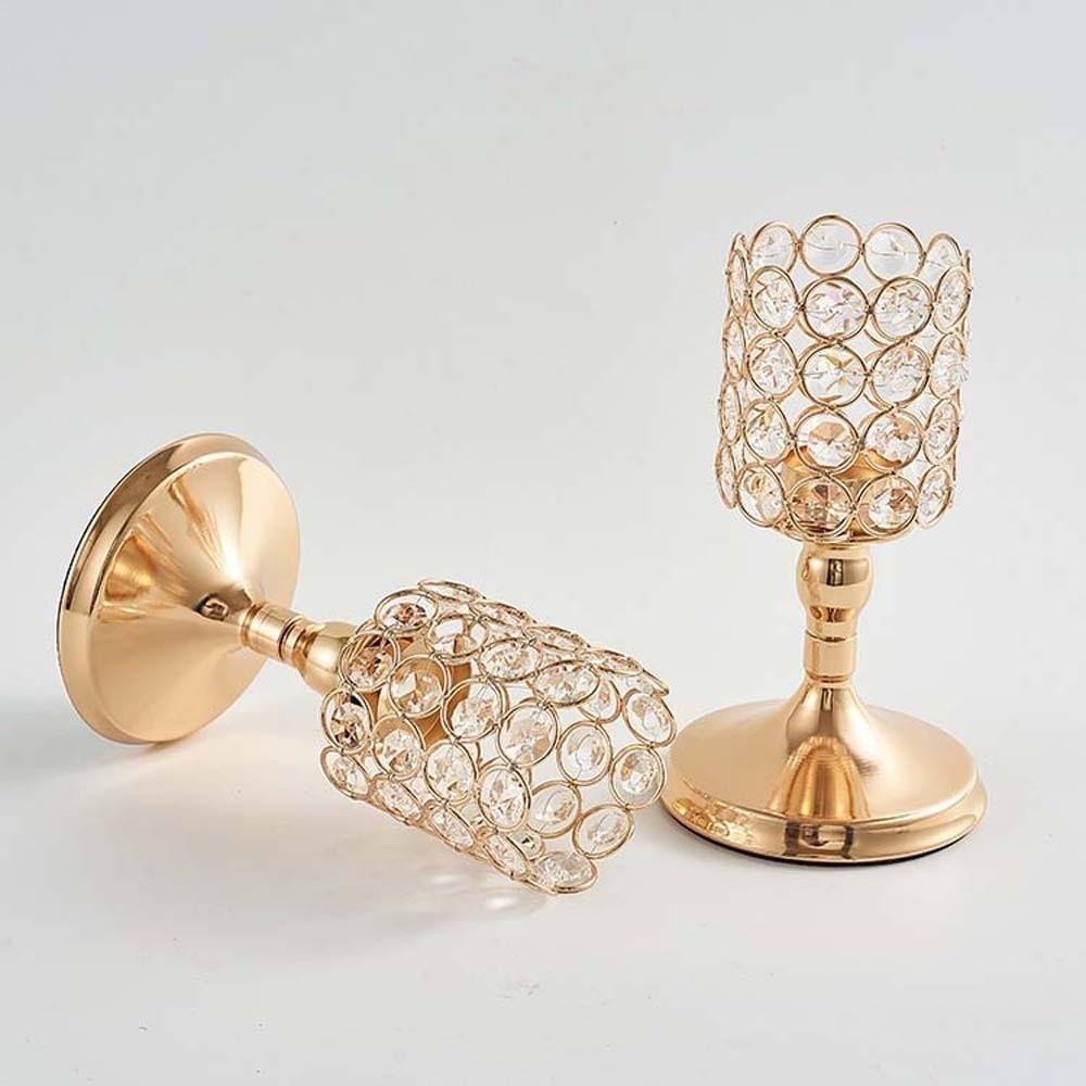 Romantic Crystal Candle Holder Metal Craft Candelabra Church Decor Wrought Iron Candlestick Party