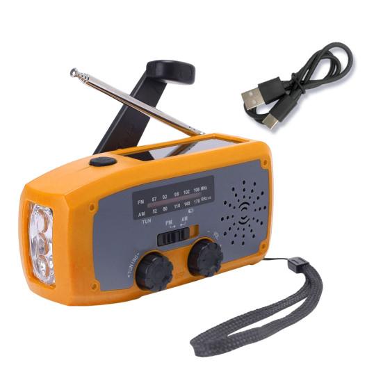 Emergency Solar Radio Design Portable Hand with LED Flashlight Compact Crank Solar Powered Rechargeable