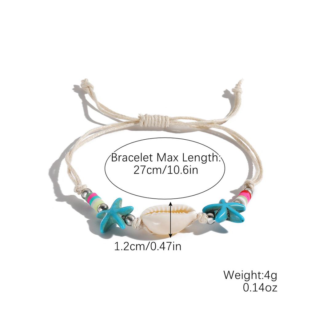 Bohemian Braided Knotted Bracelet Ocean Series Woven Natural Shell Starfish Bracelet