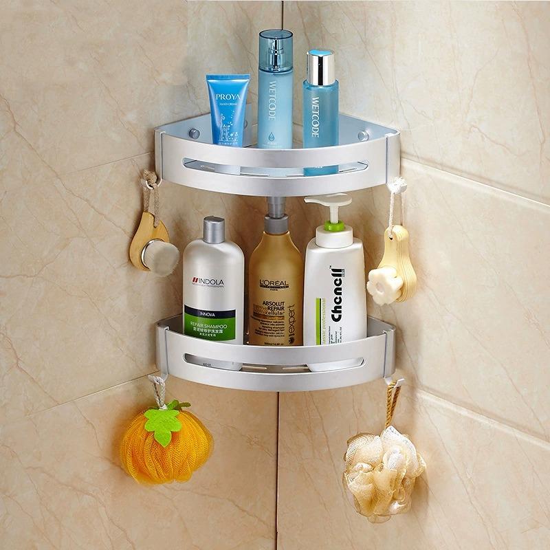Estante de esquina para baño sin taladrar organizador de ducha de aluminio espacial duradero
