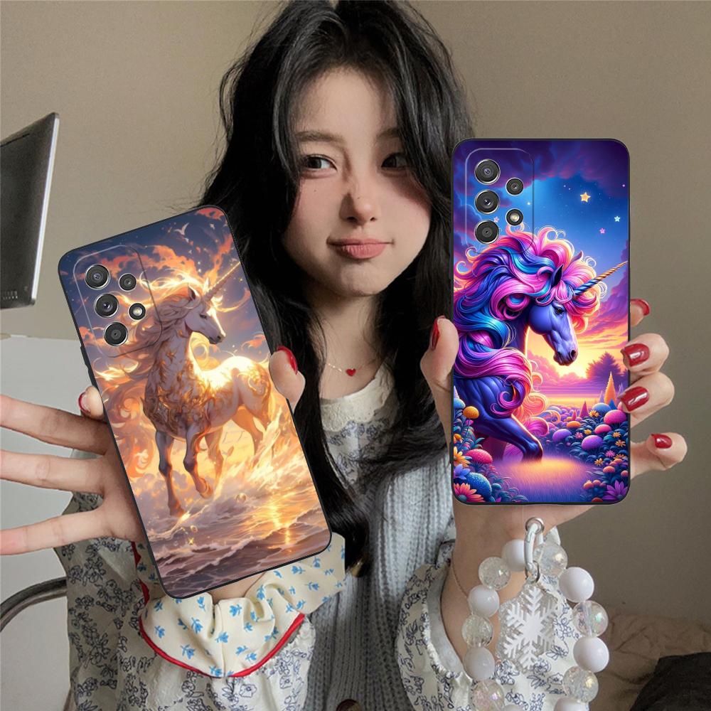 Fantasy Unicorn Mobile Phone Case for Samsung Galaxy M55 54 42 35 34 33 32 23 22 15 14 13 12 F55 5G Colorful Cover Luxury Pretty