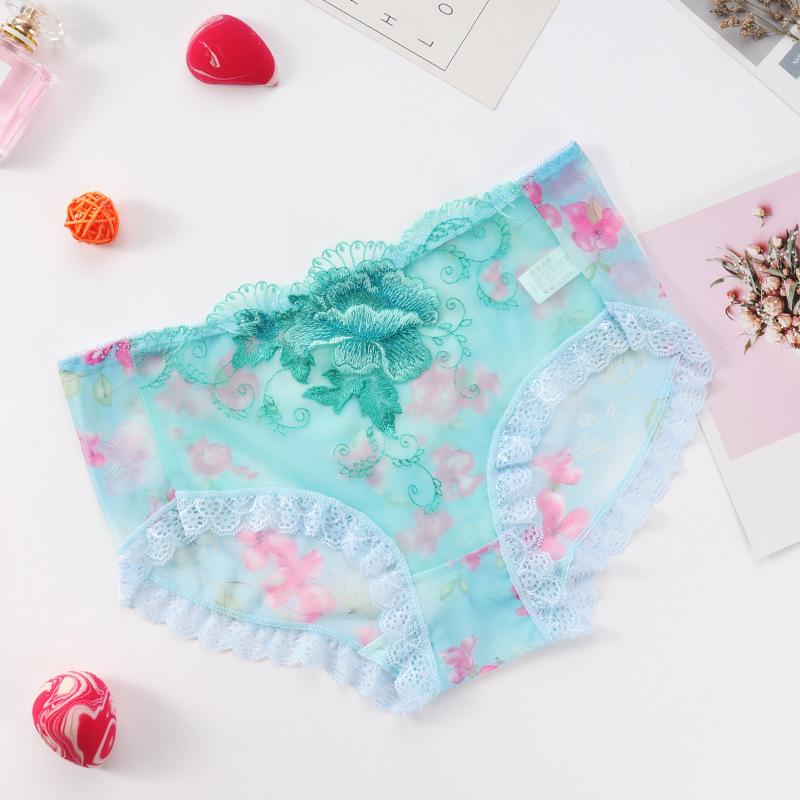 Plus Size Nude Lace Low Waist Embroidered Panties for Women