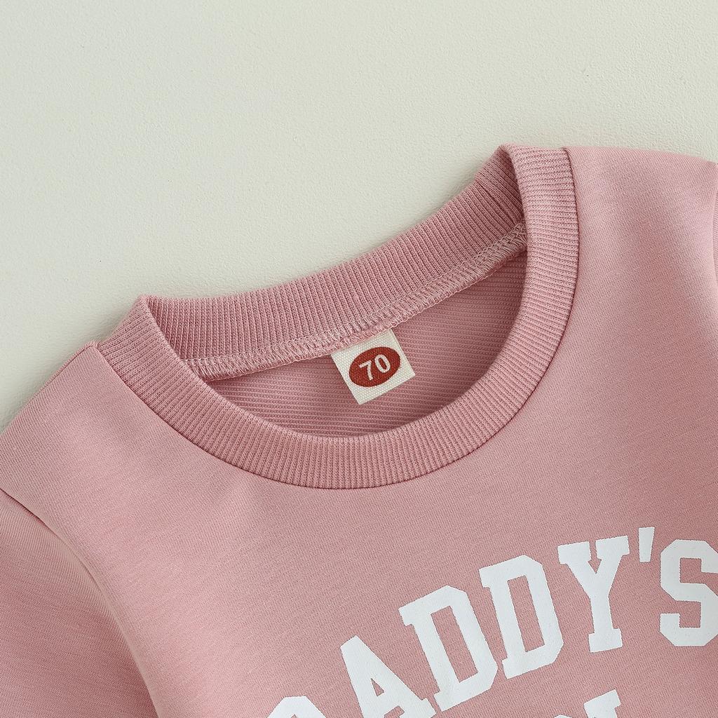 Citgeett Autumn Toddler Baby Girls Outfit Letters Print Long Sleeve Crew Neck Sweatshirt Elastic Waist Pants Fall Clothes