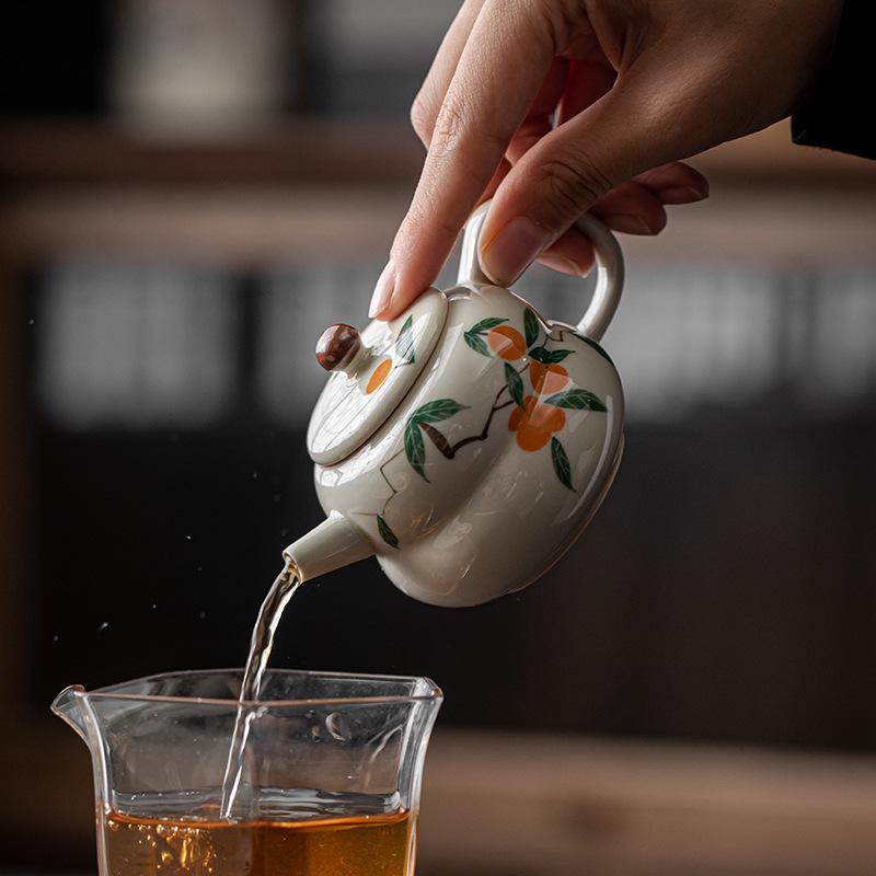 110ml Chinese Small Capacity Handmade Ceramic Teapots Hand-painted Flower Porcelain Tea Pot Household Kettle Travel Tea Set