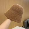 Bucket hat knitted bucket autumn and winter thermal hat children simple face chenille casual basin hat
