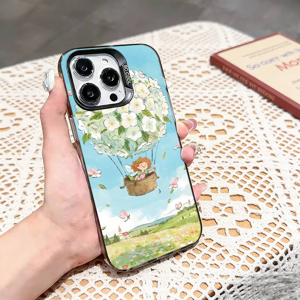 Fairy's Flower Dream Phone Case For iPhone 17,16,15,14,13,12,11 Plus,Pro Max,XS,Colored silver phone case
