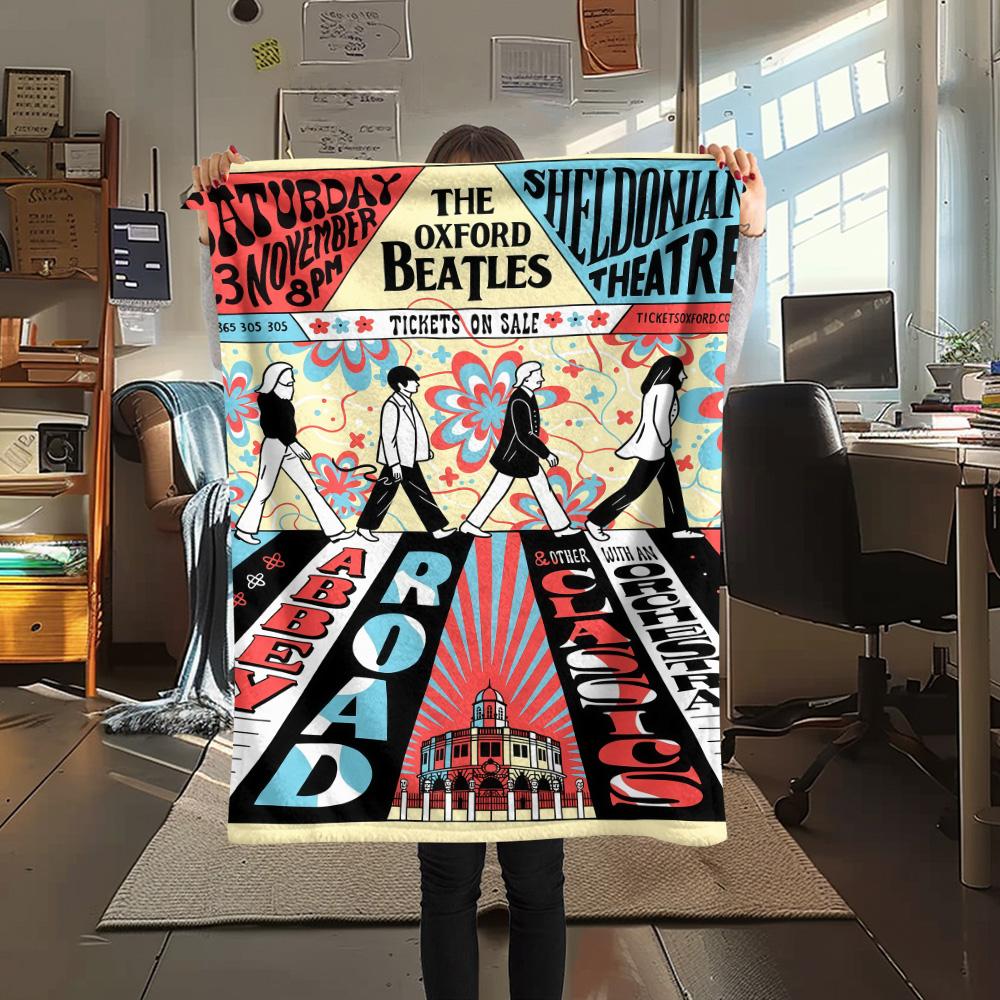 1PC Band Print FlAannel Blanket, High quality Comfortable for All Seasons, Home Decor, Warmth and Comfort