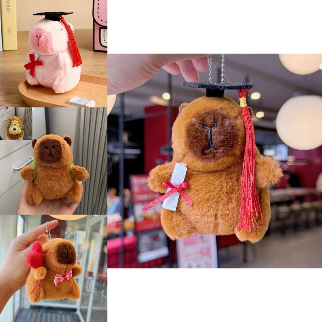 Capybara Plush Doll With Silver Keyring For Gift And Decor Enthusiasts