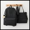 Unisex Advanced PU Schoolbags for College Students High School Elegant Black 3 Pcs Set Backpack with Study Bag Pencil Box