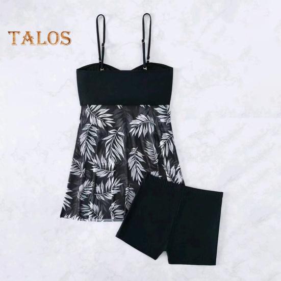 Conjunto de 2 piezas de tankini con tirantes ajustables, relleno, aros, bandeau, calzoncillos tipo bóxer, diseño de empalme de malla, ropa de baño para playa