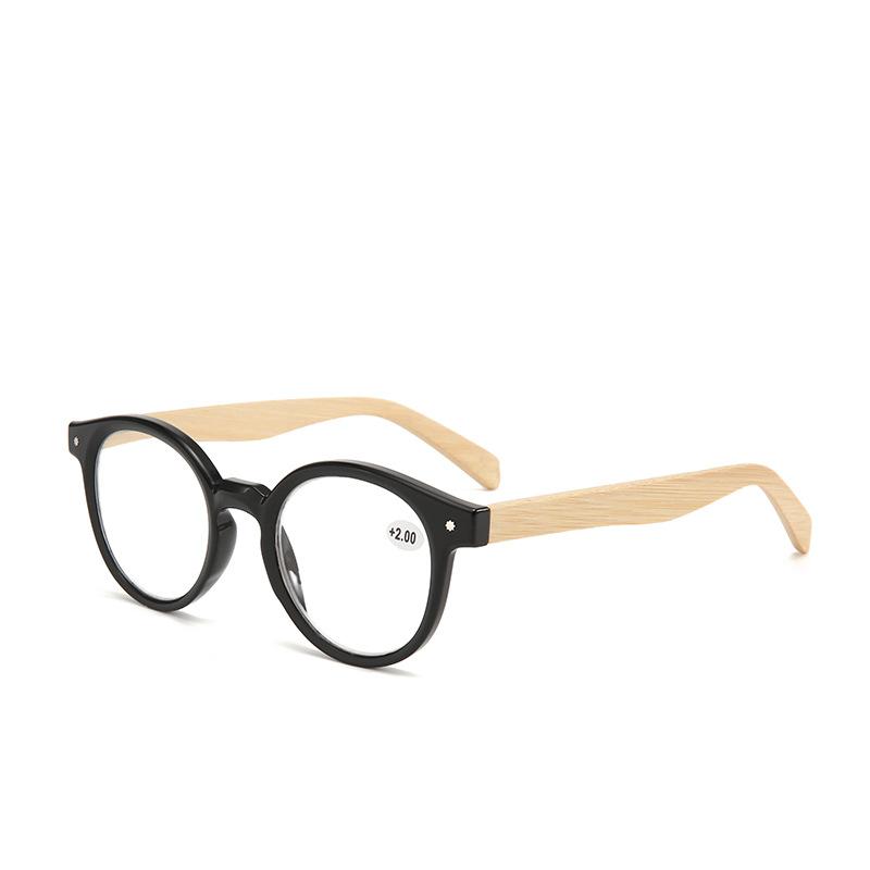 

Anti Blue Light Fashion Round Optical Reading Glasses Women Men Reader Bamboo Leg Farsightedness Eyeglasses Prescription Glasses +350 чорний