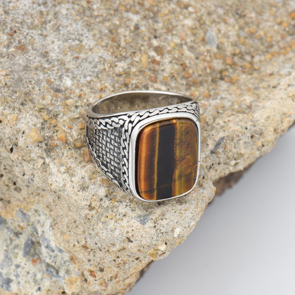 Herren Hochwertige 316L Edelstahl Vielfalt Onyx Ringe Modetrend Schmuck