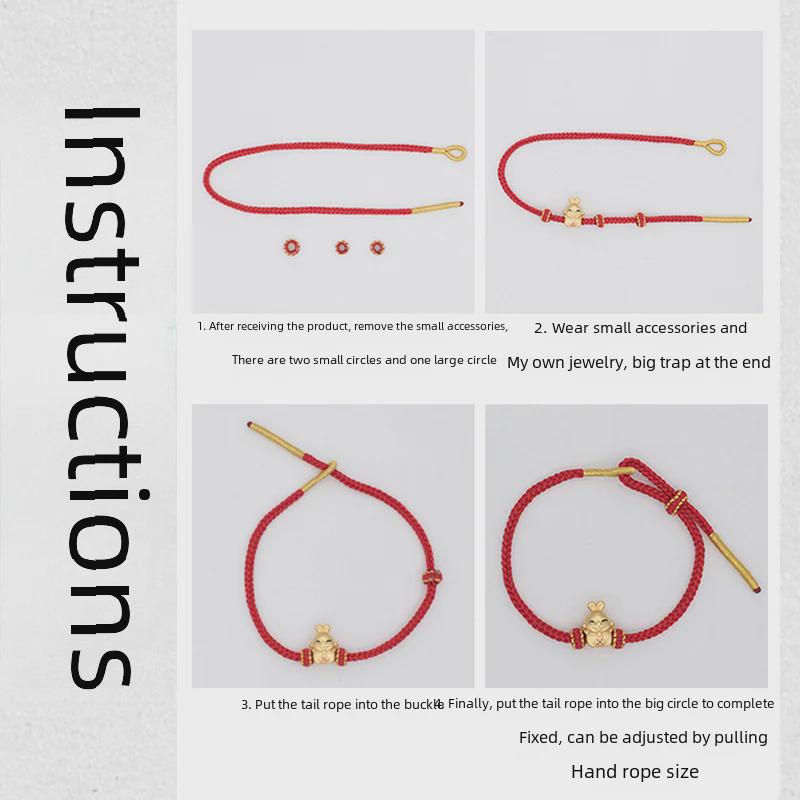 Handgewebtes Achtstrang-Knotenarmband: Halbfertiges rotes Seil mit Anhänger aus Hartgold für Paare