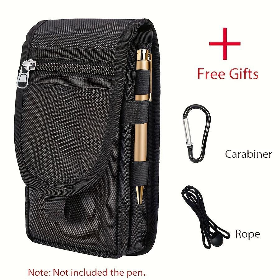 Portable 3-Compartment Layered Storage Bag Outdoor Phone Waist Pack 6.3-Inch Casual Nylon Durable Belt Bag