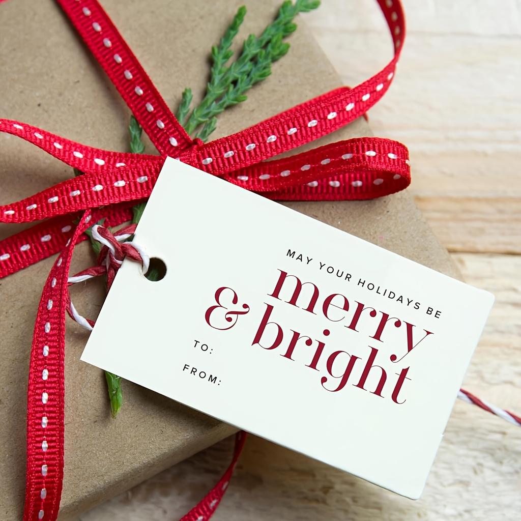 50-Pack Glossy Finish Rectangular Holiday Gift Tags, for Easy Hanging, Perfect for Christmas Presents, Events & Celebrations