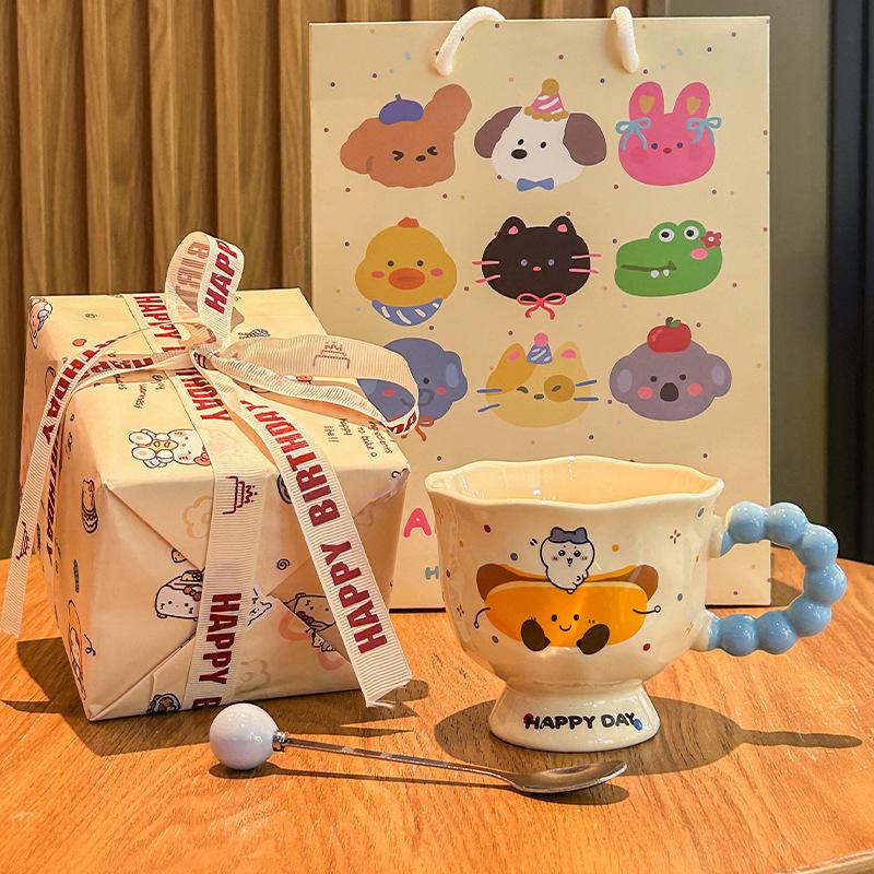 Super roztomilý chlebový hrnek dívčí domácí pitný hrnek kancelářský keramický hrnek snídaňový hrnek dárek k narozeninám