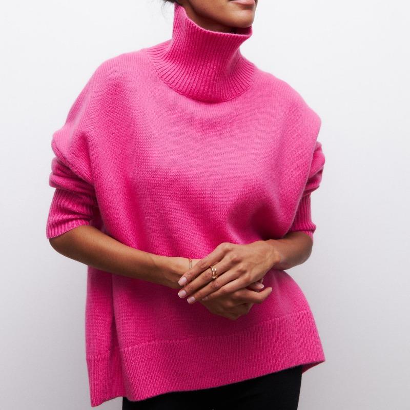 Women's new long-threaded sweater loose turtleneck autumn and winter knitted sweater