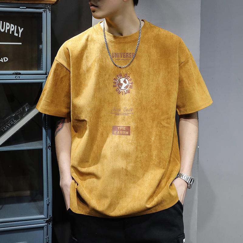 Men's Trendy Loose Fit Suede T-Shirt - Short-Sleeved Summer Style