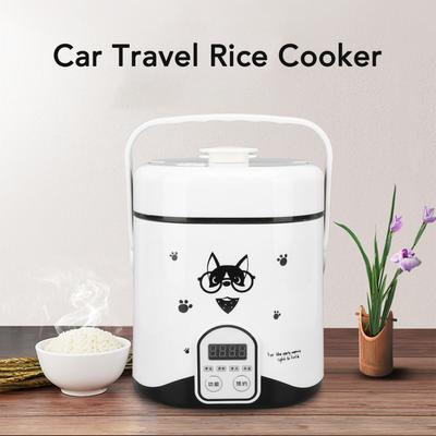 Rice Cooker 1.2L 12V Multifunctional Mini Anti Stick Reservable with 10A Fuse Steam Electric Rice Cooker for Camping RV