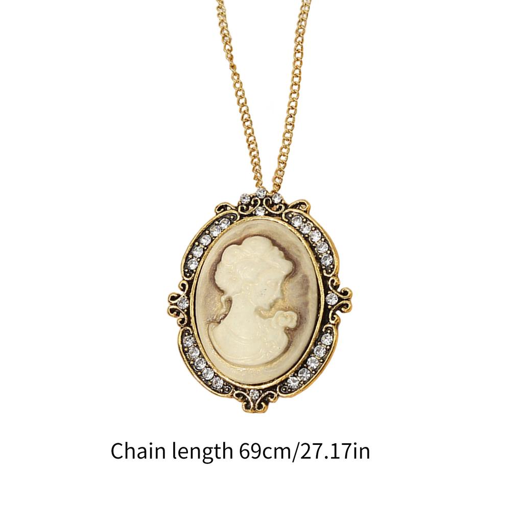 Vintage Sculpture Pendant Necklace With Crystal Accent Rhinestones Neckchain Alloy Jewelry For Women Daily Wear