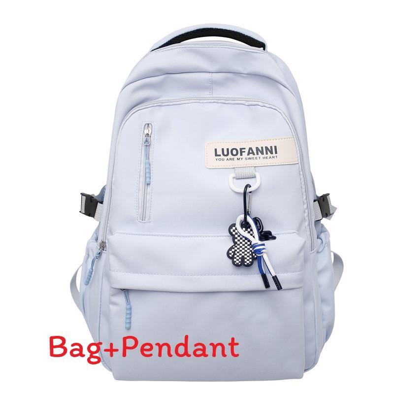 Letter Lightweight Nylon Student Backpack With Zipper Closure For High School And College Daily Use