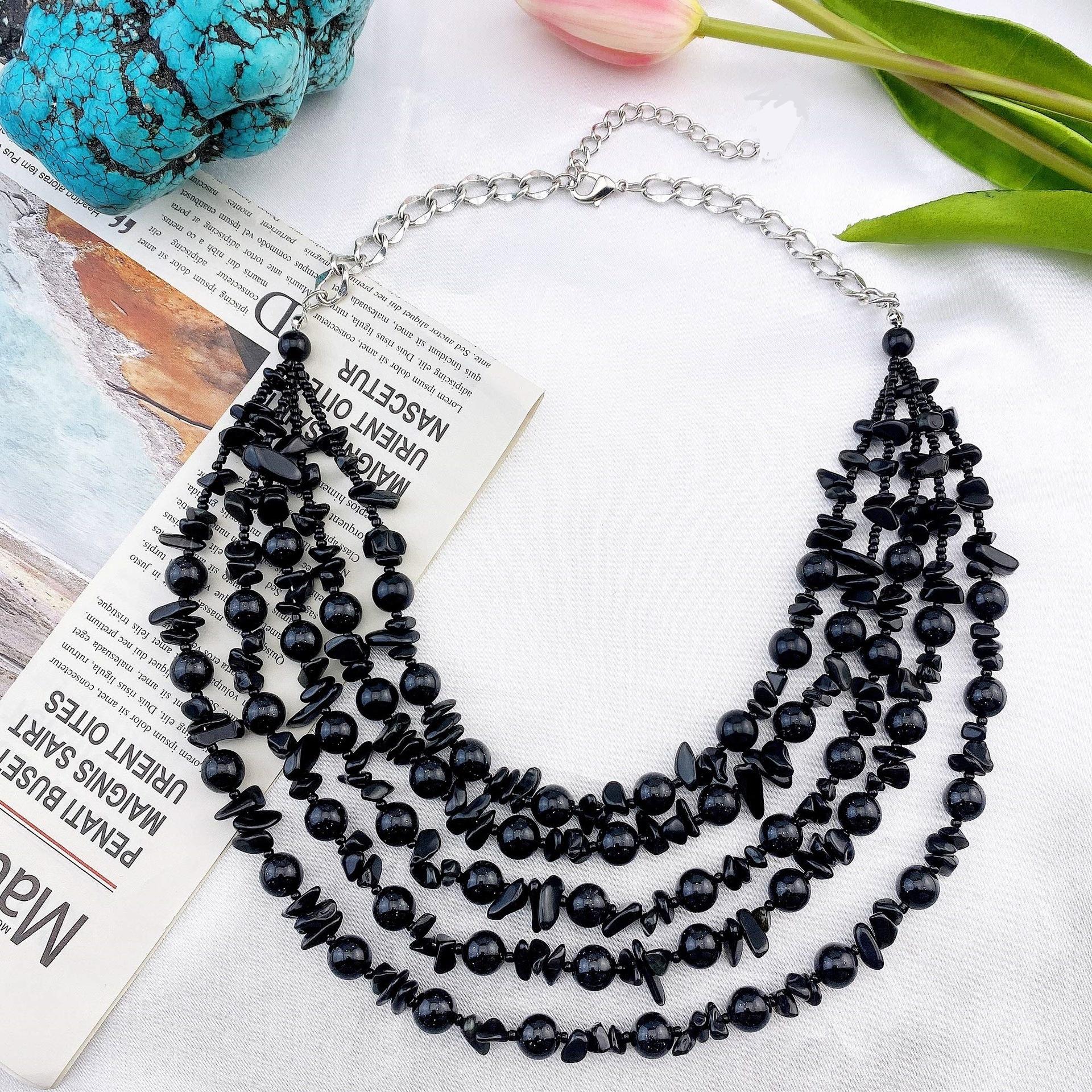 Бирюзовое винтажное роскошное многослойное благородное ожерелье