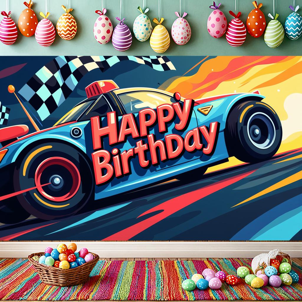 Colorful Wall Decor Attractive Easy-to-Hang Lightweight Backdrop Unique Happy Birthday Banner for Celebration