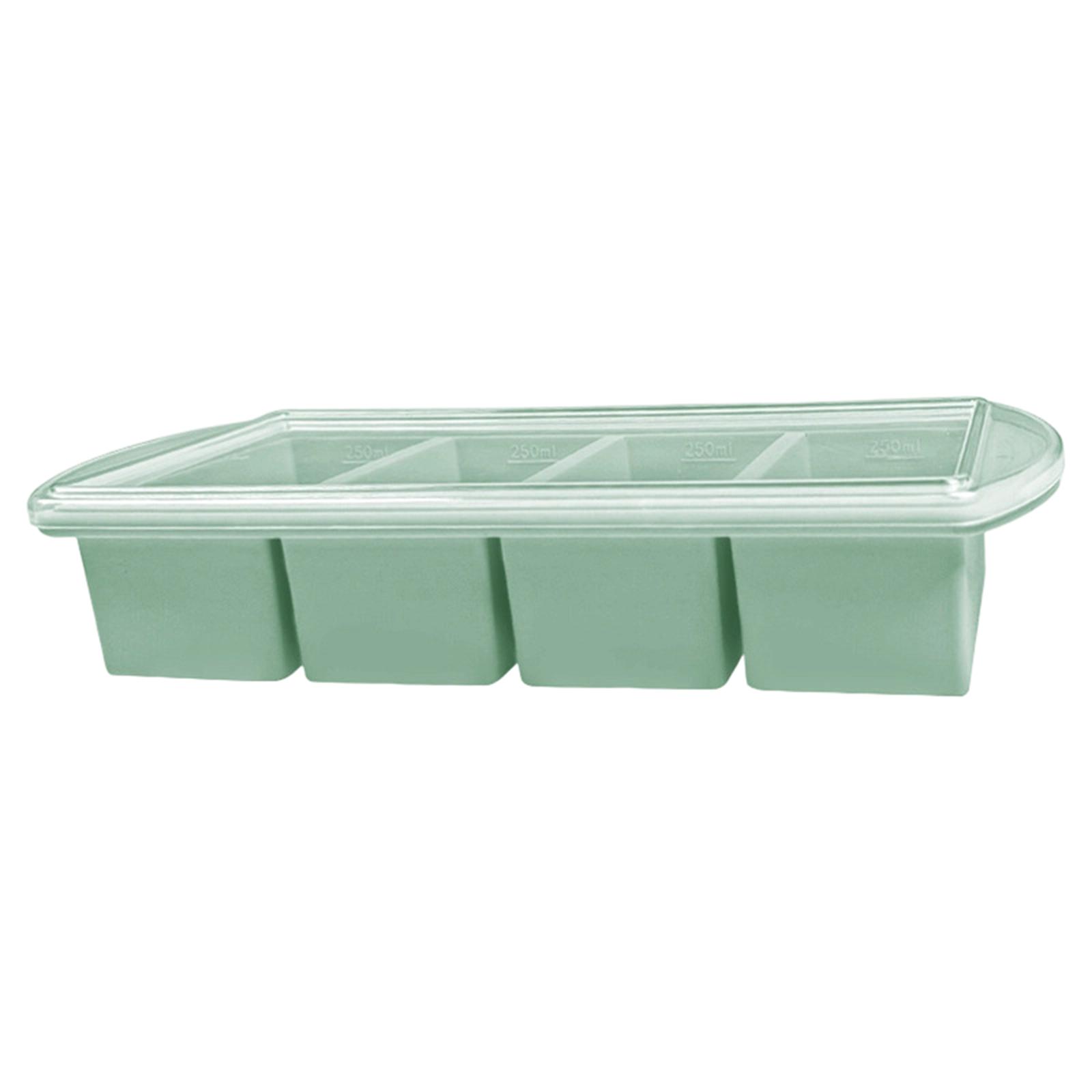 Covered Silicone Ices Cubes Tray For Freezing Storage Box Ices Block Mold зелёный