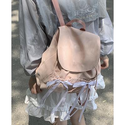 Casual Nylon Canvas Bow Backpack Women's Bag 2025 New Niche Backpack Simple Travel Bag