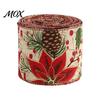 Burlap Christmas Ribbon 1 Roll for Gift Wrapping Tree Decor, Vintage Patterned Rustic Home Decor Imitation Linen Wired Fabric DIY Crafts And Wreaths,