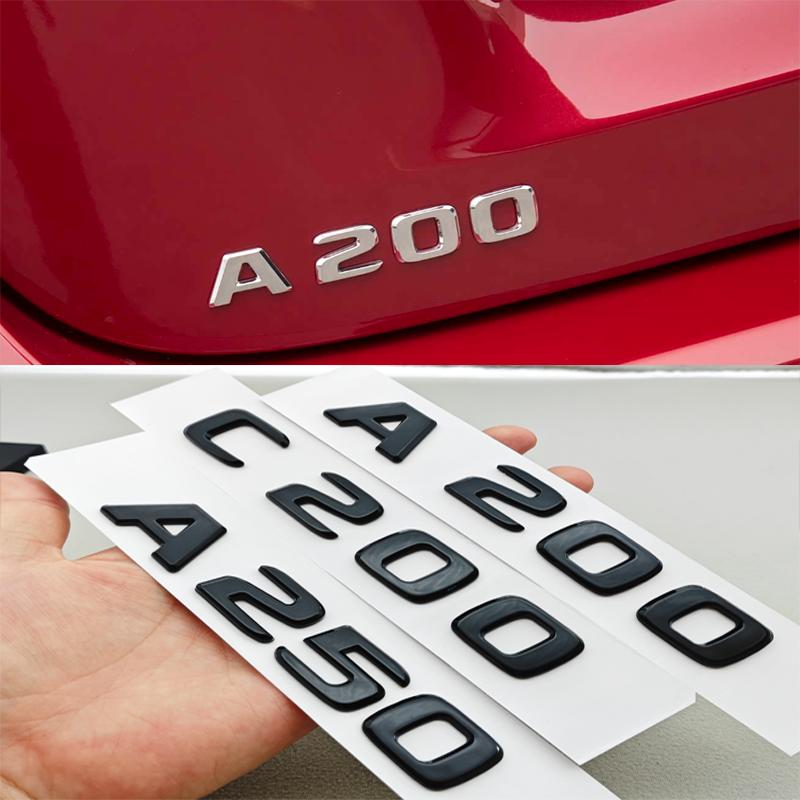 3D ABS Black A180 A200 A250 C180 C200 Logo Letters Car Rear Trunk Badge Sticker For Mercedes Benz W177 W176 V177 W206 W204 S205