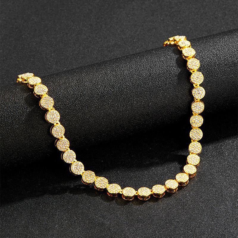 Women's Hip Hop Rock Candy Chain Necklace: Round Diamond Collarbone Jewelry