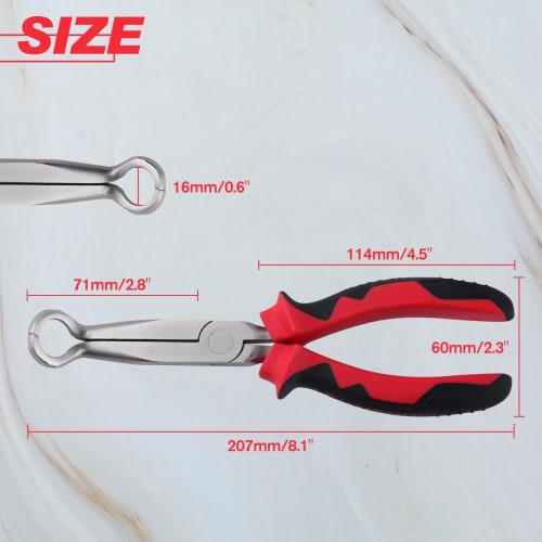LEONTOOL Hose Pliers, Fuel Hose Clamp Pliers, Mechanic Pliers, Hose Grippers with Semi-Round and Bent Tips, Automotive Spark Plug Pliers, Spark Plug B