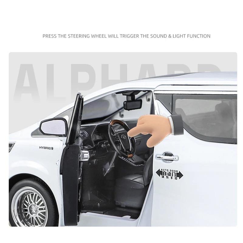 Large Size 1/18 Toyota Alphard MPV Alloy Car Model Diecast Metal Toy Vehicles Car Model Simulation Sound and Light Children Gift