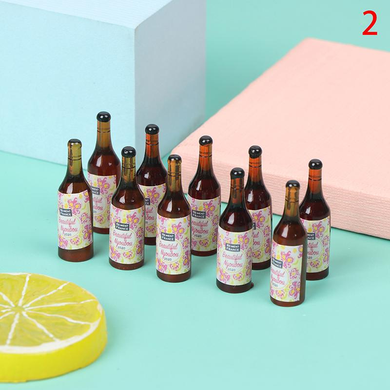 Various Styles 10pcs Mini 1/12 Dollhouse Miniature Simulation Whisky Wine Bottles Pretend Play Toys Doll Food Drink Accessories