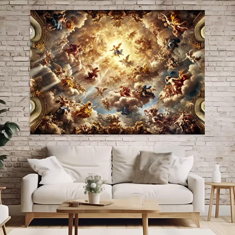 2D Vintage Heaven Cherubs Backdrop - Artistic Home Decor Background 47.2x31.5inch/120*80cm