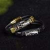 Handmade Black Gold Leather Bracelet with Tibetan Nine-Eyed Dzi Bead - Retro Ethnic Style for Men