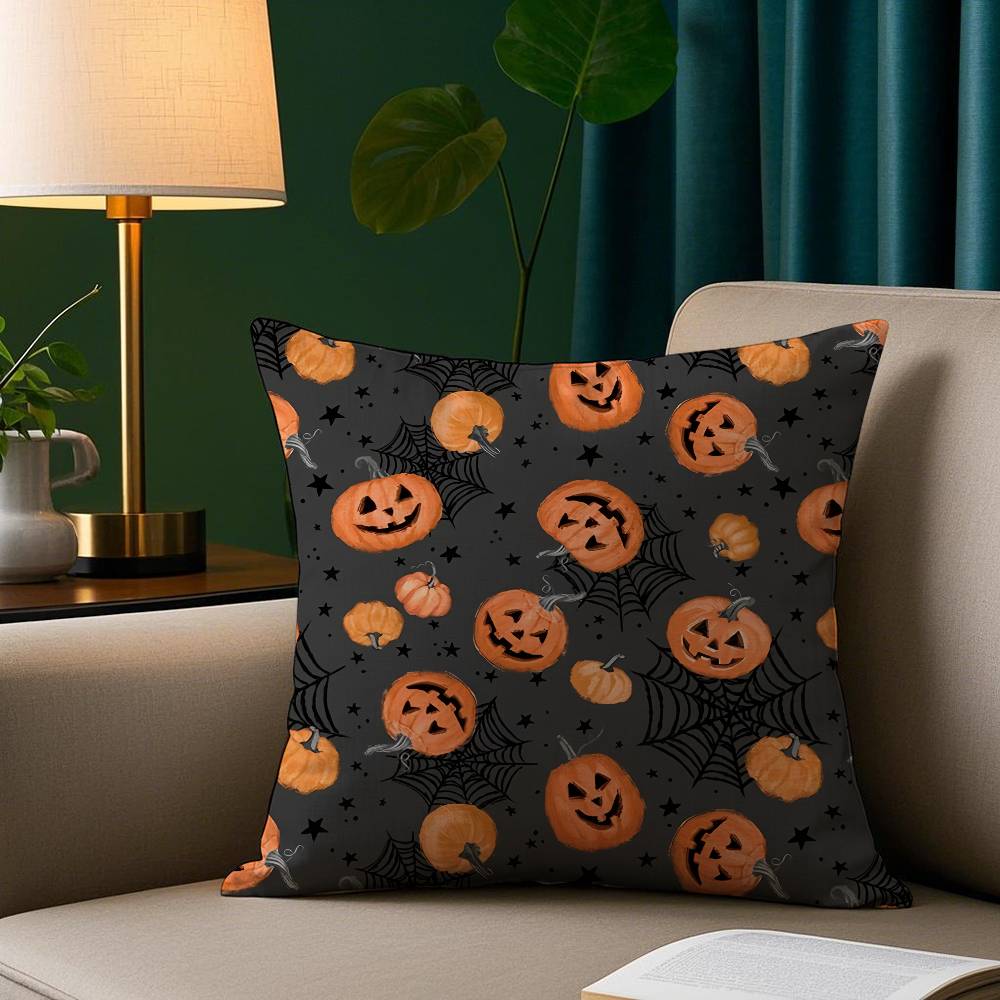 Happy Halloween Cute Spider Pillow Case Plush Fabric Soft Pillowcase Double Sided Print Sofa Cushion Cover Throw
