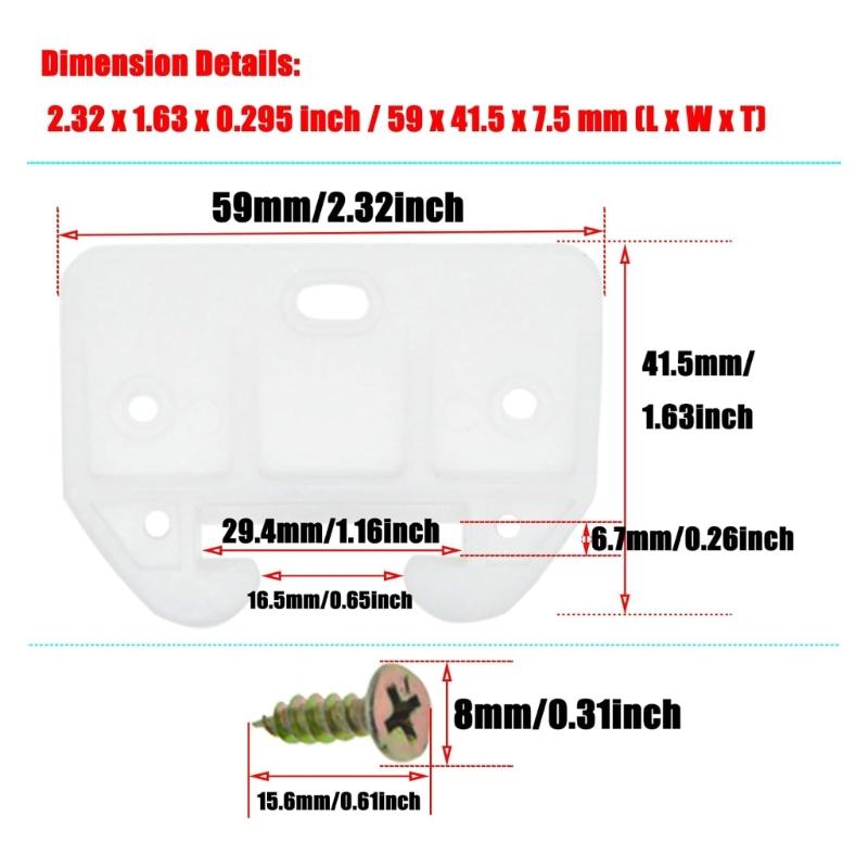 20pack Drawer Slides Fasteners with Screws Plastic Materials Quick Mounting for Cabinet Repair Projects
