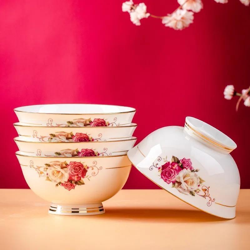 Jingdezhen Bone China Noodle Bowl – 6 Inch Heat-Resistant Footed Porcelain Bowl