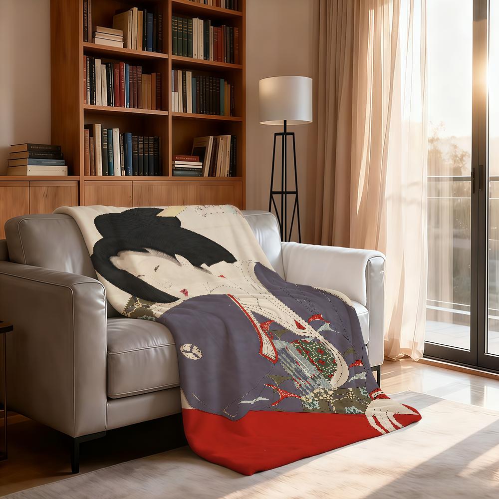 Japanese Geisha Female Blanket For Soft Throw Blanket for Picnic Bed Sofa Home Bedroom Cozy Warm Comfortable