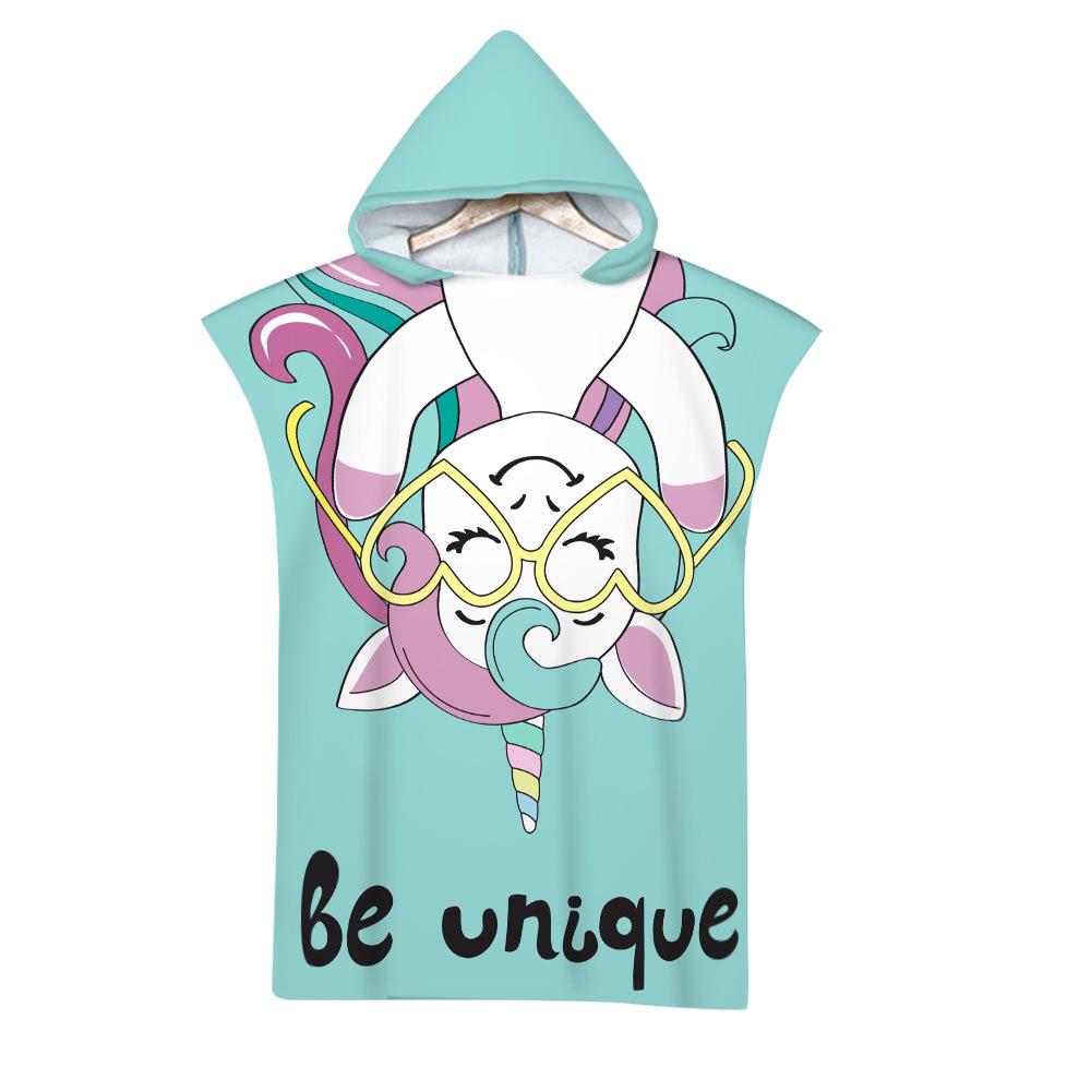 Unicorn Hooded Cloak Pink Quick Dry Large Beach Bath Towel Microfiber Wetsuit Adult Child Parent-Child Changing Poncho Bathrobe