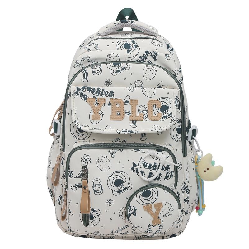 

Printed Student Schoolbag Men s Large Capacity Travel Backpack Women s Campus Backpack with Coin Purse зелёный