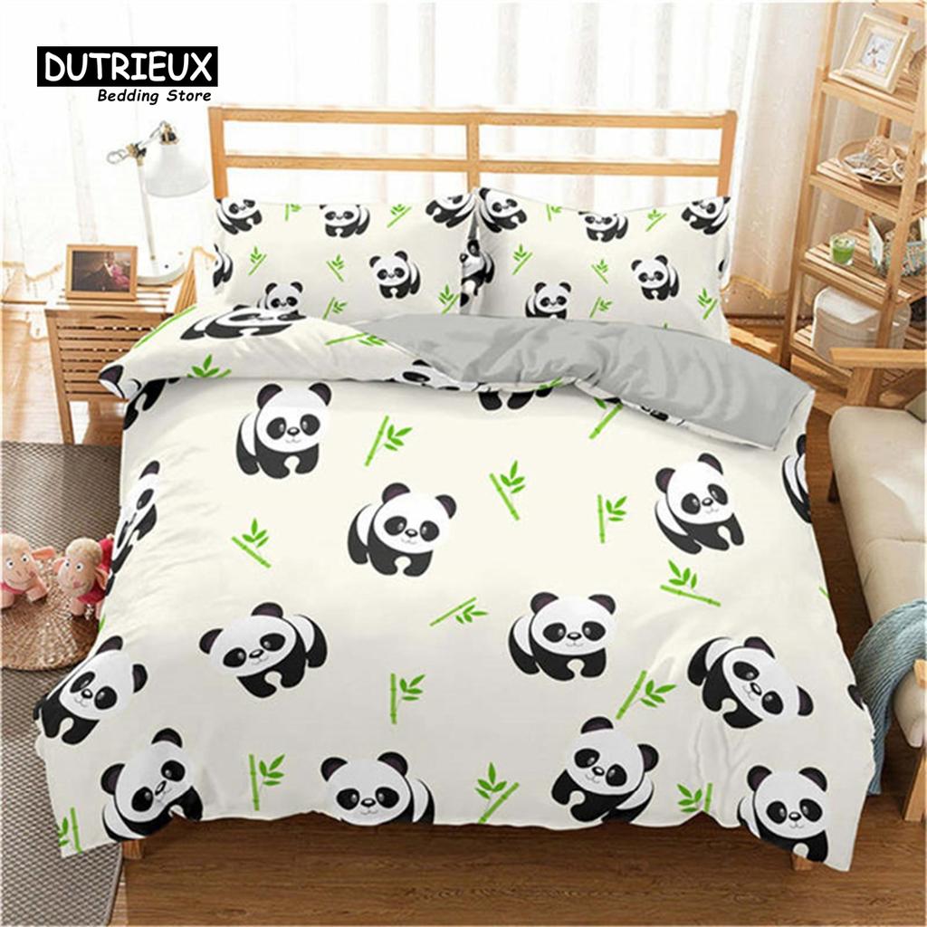 Kreslený Roztomilý Panda Prikrývka Twin Pre Chlapcov Dievčatá Deti Tínedžerov Mäkká Zvieracia Tématika Panda Posteľná Súprava s Obliečkami na Vankúše Dekorácia Spálne