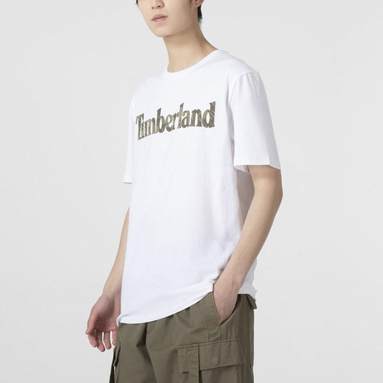 Timberland Logo Round Neck Pullover Short Sleeve T-Shirt Men Tops White A2593-100