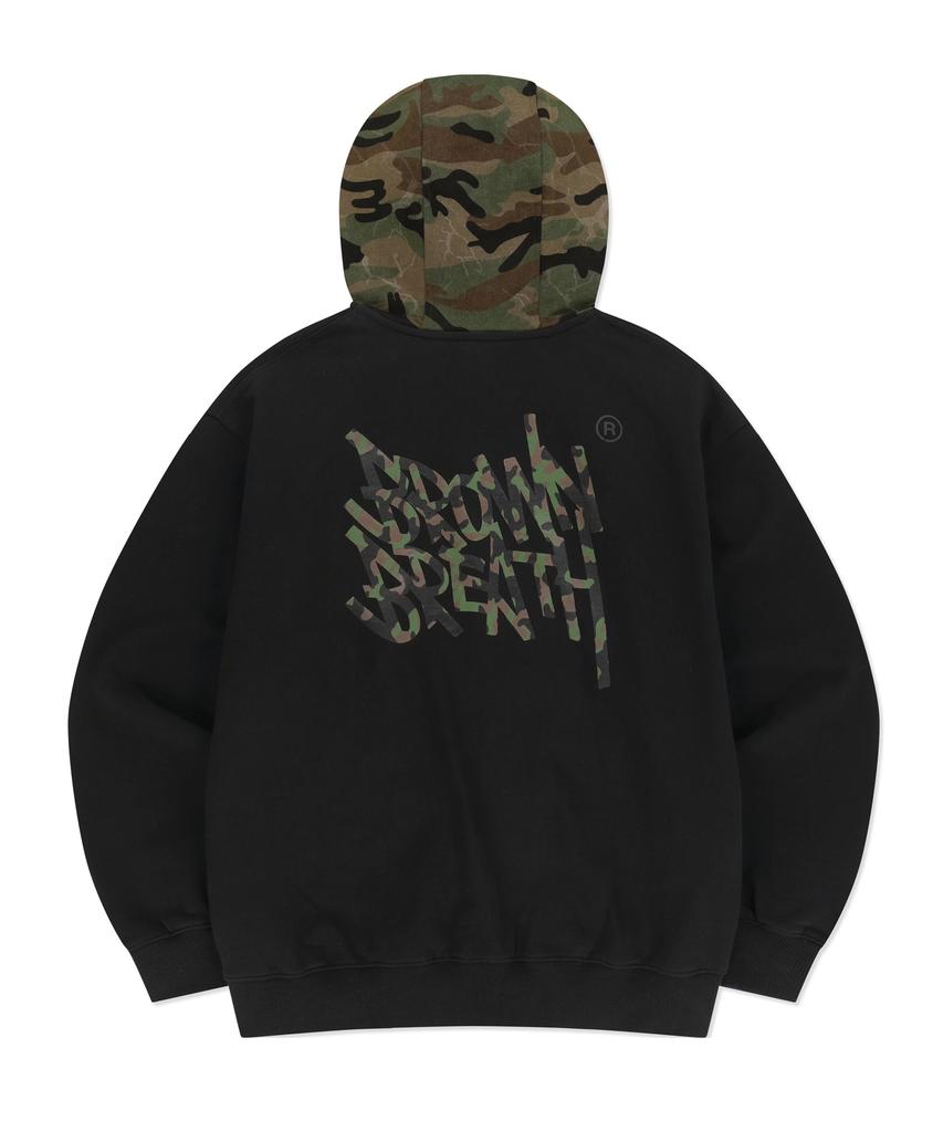 Brownbreath Tag Camo Block Hood Zip Up - Black